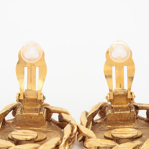 CHANEL 2cc3 1988 CC Mark Coin Rhinestone Earring gold WS15770