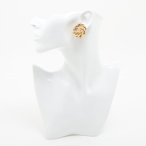 CHANEL 2cc3 1988 CC Mark Coin Rhinestone Earring gold WS15770