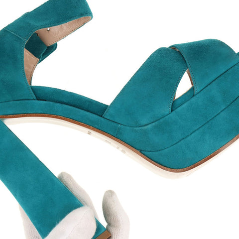 Miu Miu Size: 38.5 Thick sole Suede Open toe Sandals Blue green WS15779