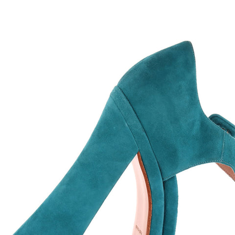 Miu Miu Size: 38.5 Thick sole Suede Open toe Sandals Blue green WS15779