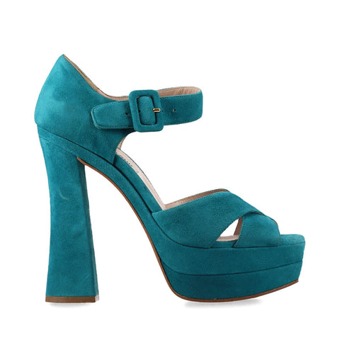 Miu Miu Size: 38.5 Thick sole Suede Open toe Sandals Blue green WS15779