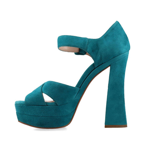 Miu Miu Size: 38.5 Thick sole Suede Open toe Sandals Blue green WS15779