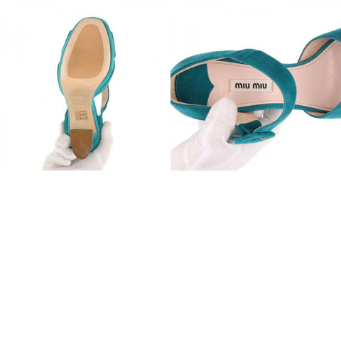 Miu Miu Size: 38.5 Thick sole Suede Open toe Sandals Blue green WS15779