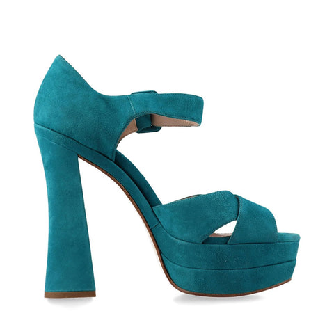 Miu Miu Size: 38.5 Thick sole Suede Open toe Sandals Blue green WS15779