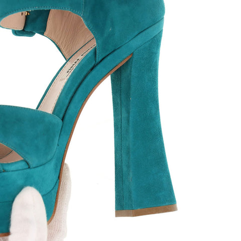 Miu Miu Size: 38.5 Thick sole Suede Open toe Sandals Blue green WS15779