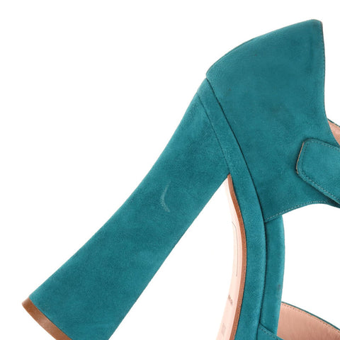 Miu Miu Size: 38.5 Thick sole Suede Open toe Sandals Blue green WS15779