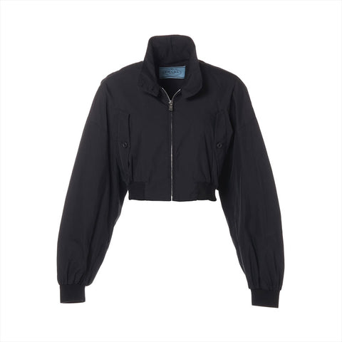 PRADA Size: 38 Cotton Short Cropped Bag Triangle Logo Jacket black WS15783