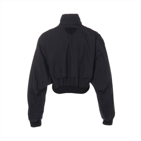 PRADA Size: 38 Cotton Short Cropped Bag Triangle Logo Jacket black WS15783