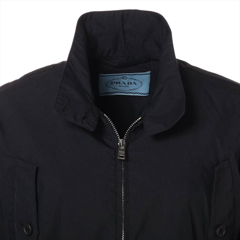 PRADA Size: 38 Cotton Short Cropped Bag Triangle Logo Jacket black WS15783