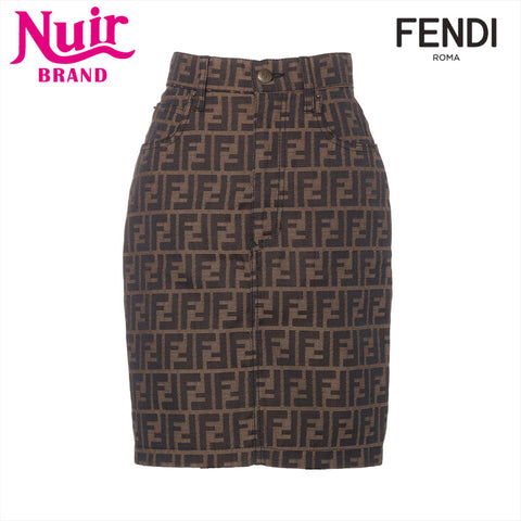 FENDI Size:38 Zucca Tight Mini skirt Brown WS15784