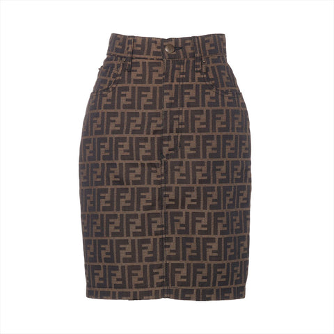 FENDI Size:38 Zucca Tight Mini skirt Brown WS15784