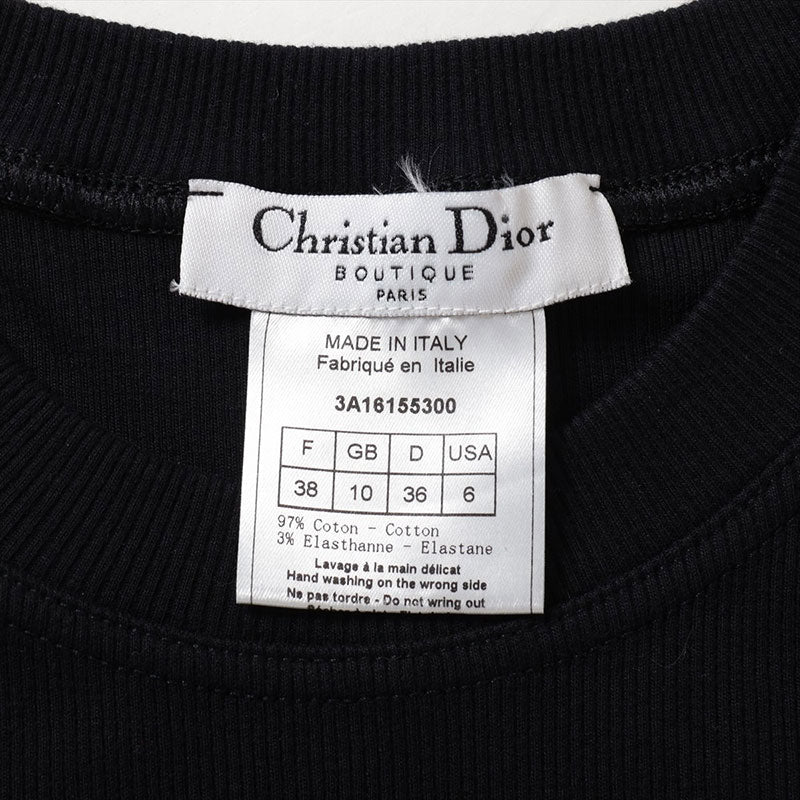クリスチャン・ディオール　リブタンクトップ　ブラック Tank Top Black Ribbed Cotton Jersey | DIOR