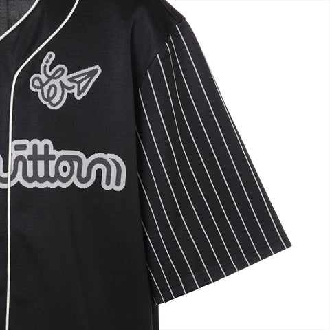 LOUIS VUITTON Size:XL Baseball Shirt 23 Stainless Steel Short sleeve shirt black WS15797