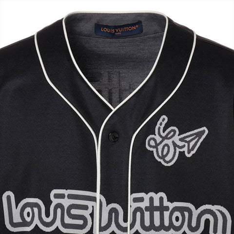 LOUIS VUITTON Size:XL Baseball Shirt 23 Stainless Steel Short sleeve shirt black WS15797