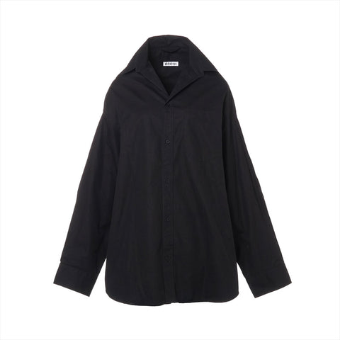 BALENCIAGA Size: L Cotton Back Logo Lifted Collar Shirt 22AW Long sleeve shirt black WS15798