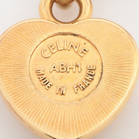 セリーヌ CELINE ペンダットトップ2つ パール ロゴ ハート ネックレス ゴールド WS15849