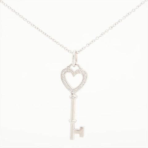 ティファニー TIFFANY&Co. 750 WG ダイヤ ハートキー ネックレス シルバー WS15851
