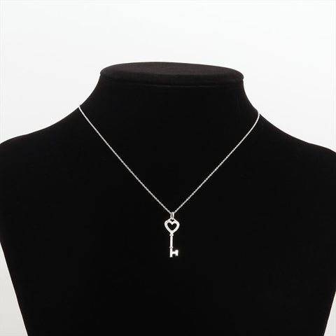 TIFFANY&Co. 750 WG Diamond Heart Key Necklace Silver WS15851
