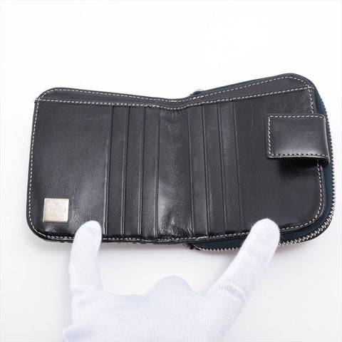 FENDI Zucchino 帆布双折钱包海军蓝 WS15874