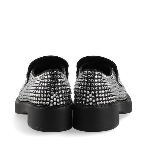 プラダ PRADA ラインストーン トライアングルロゴ Size:37.5 ローファー ブラック WS15875
