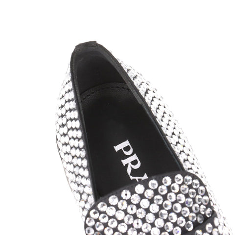 PRADA Strass Dreieck Logo Größe: 37,5 Slipper Strass schwarz WS15875