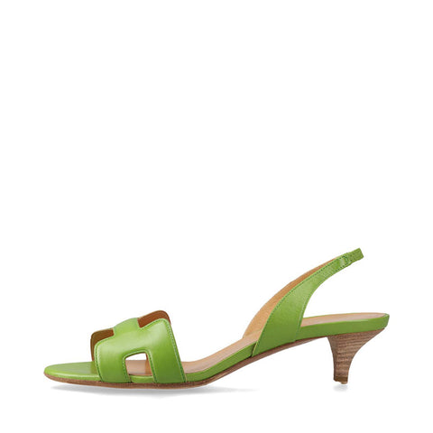HERMES Oran Leather Heel Oasis Size:36 pumps leather Light green WS15876