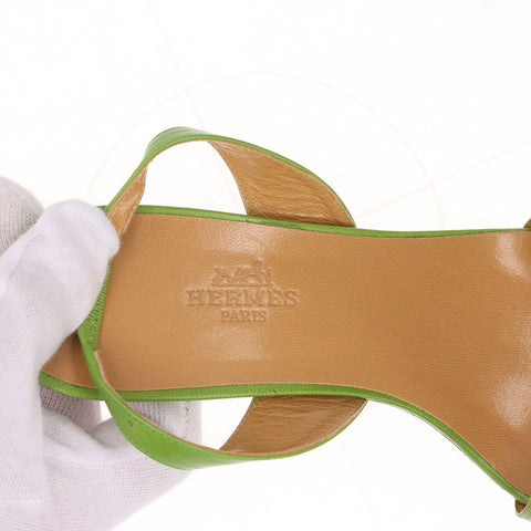 エルメス HERMES オラン レザー ヒール オアジス Size:36 パンプス ライトグリーン WS15876