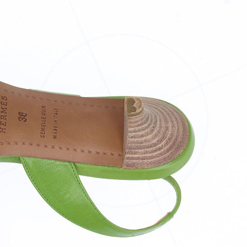 エルメス HERMES オラン レザー ヒール オアジス Size:36 パンプス ライトグリーン WS15876