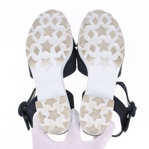 ミュウ ミュウ Miu Miu デニム 厚底 ロゴ Size:38 スポーツ サンダル ネイビー WS15877