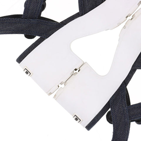 ミュウ ミュウ Miu Miu デニム 厚底 ロゴ Size:38 スポーツ サンダル ネイビー WS15877