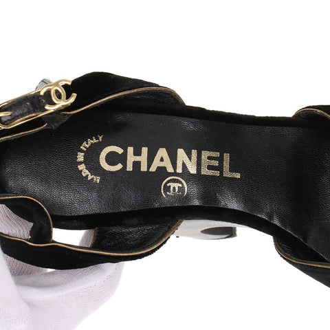 シャネル CHANEL ヒール ベロア サンダル ブラック WS15879