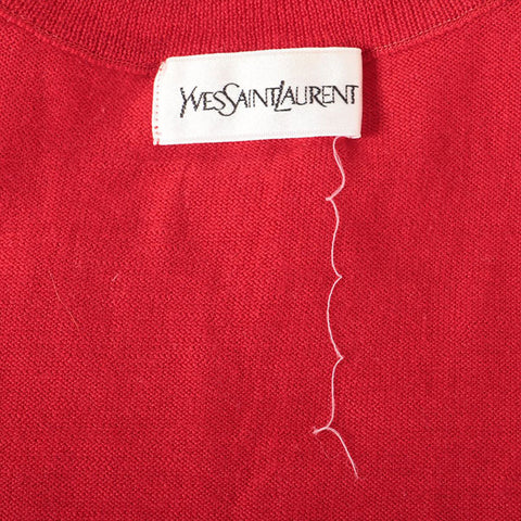 イヴ・サンローラン YVES SAINT LAURENT ウール ロゴ ニット レッド WS15884