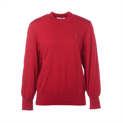 イヴ・サンローラン YVES SAINT LAURENT ウール ロゴ ニット レッド WS15884