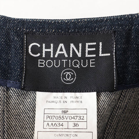 シャネル CHANEL デニム 96P 1996年 ノーカラー Size:36 ジャケット ブルーインディゴ WS15886