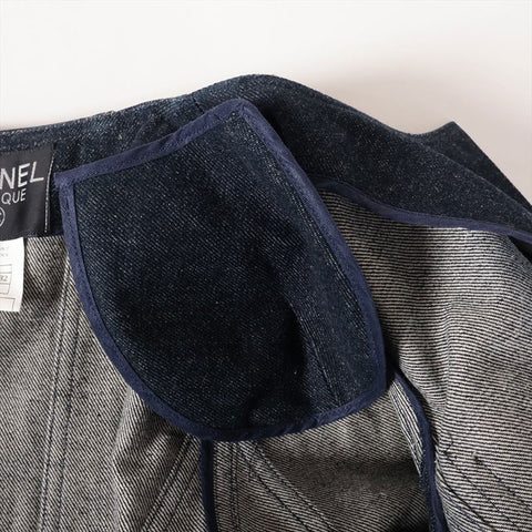 シャネル CHANEL デニム 96P 1996年 ノーカラー Size:36 ジャケット ブルーインディゴ WS15886