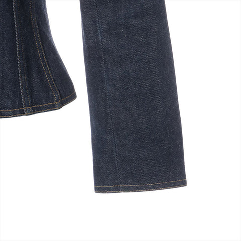 シャネル CHANEL デニム 96P 1996年 ノーカラー Size:36 ジャケット ブルーインディゴ WS15886