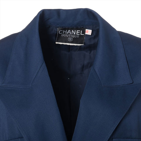 CHANEL COCO Button Clover 1990s Size:40 suit Navy WS15898