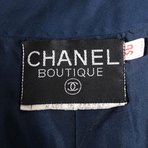 CHANEL COCO Button Clover 1990s Size:40 suit Navy WS15898