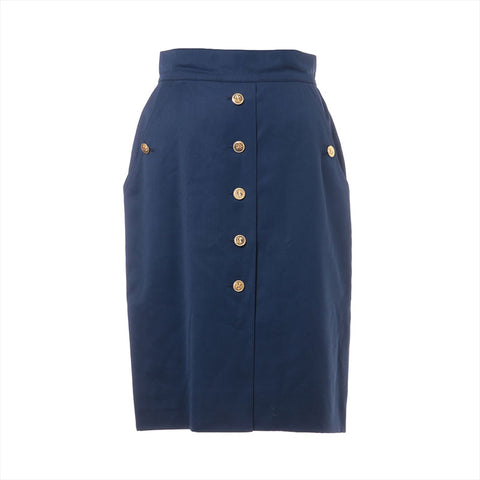 CHANEL COCO Button Clover 1990s Size:40 suit Navy WS15898