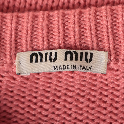 ミュウ ミュウ Miu Miu カシミア ビジュー ラインストーン Size:36 カーディガン ピンク WS15899