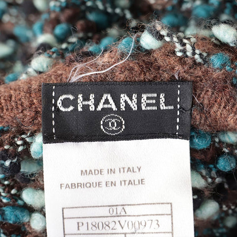 シャネル CHANEL ウール 01A 2001年 ノースリーブ タートルネック カメリア ニット ブラウン WS15900