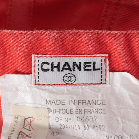 シャネル CHANEL コットン デニム ココボタン Size:42 スカート オレンジ WS15901