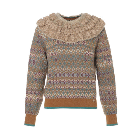 CHANEL 2019 Knit 2-way All-over Pattern knit gold WS15905