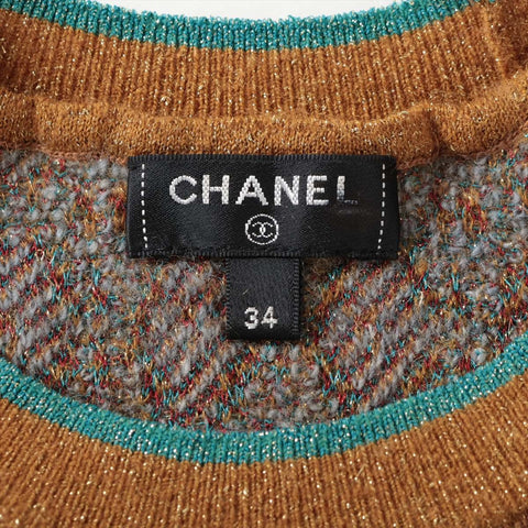 CHANEL 2019 Knit 2-way All-over Pattern knit gold WS15905