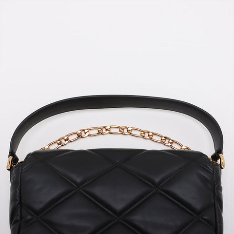 ヴェルサーチ VERSACE レザー グレカ フレーム マテラッセ チェーン パデット ショルダーバッグ ブラック WS15906