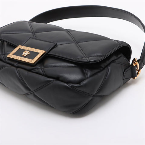 ヴェルサーチ VERSACE レザー グレカ フレーム マテラッセ チェーン パデット ショルダーバッグ ブラック WS15906