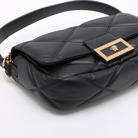 ヴェルサーチ VERSACE レザー グレカ フレーム マテラッセ チェーン パデット ショルダーバッグ ブラック WS15906