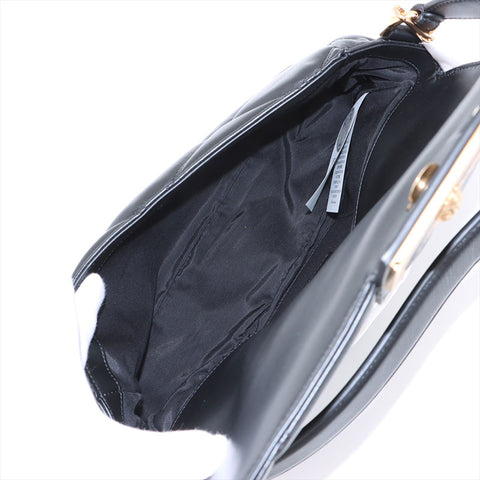 ヴェルサーチ VERSACE レザー グレカ フレーム マテラッセ チェーン パデット ショルダーバッグ ブラック WS15907