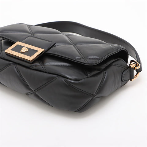 ヴェルサーチ VERSACE レザー グレカ フレーム マテラッセ チェーン パデット ショルダーバッグ ブラック WS15907
