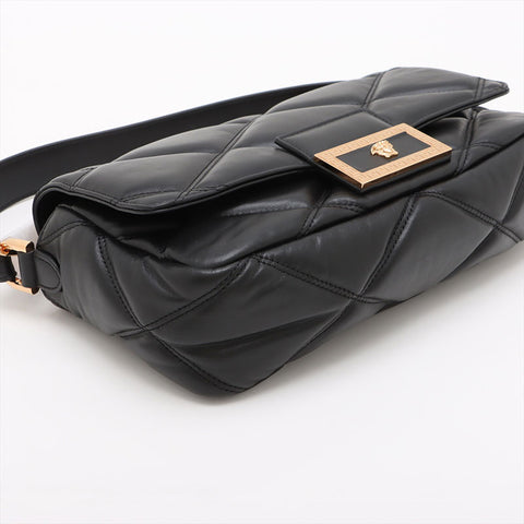 ヴェルサーチ VERSACE レザー グレカ フレーム マテラッセ チェーン パデット ショルダーバッグ ブラック WS15907